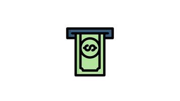 Withdraw icon animation in flat line style on white background video