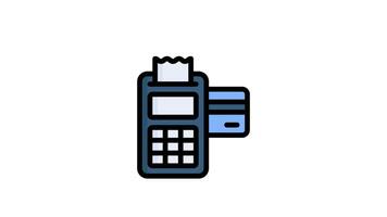 Payment terminal icon animation in flat line style on white background video