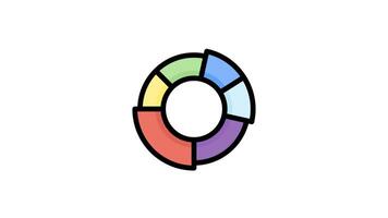 Pie chart icon animation in flat line style on white background video