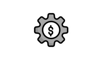 Gear icon animation in flat line style on white background video