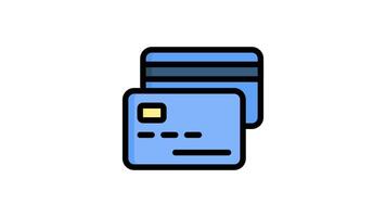 Credit card icon animation in flat line style on white background video