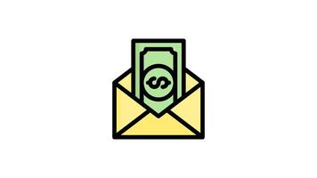 Envelope icon animation in flat line style on white background video