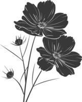 AI generated Silhouette cosmos flower black color only vector