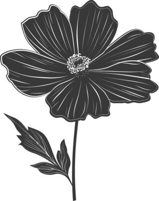 AI generated Silhouette cosmos flower black color only