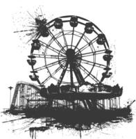 AI generated silhouette abandoned amusement park black color only vector