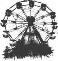 AI generated silhouette abandoned amusement park black color only vector