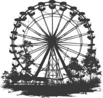 AI generated silhouette abandoned amusement park black color only vector