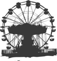 AI generated silhouette abandoned amusement park black color only vector