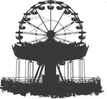 AI generated silhouette abandoned amusement park black color only vector