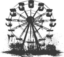 AI generated silhouette abandoned amusement park black color only vector