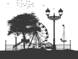 AI generated silhouette abandoned amusement park black color only vector