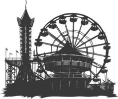 AI generated silhouette abandoned amusement park black color only vector