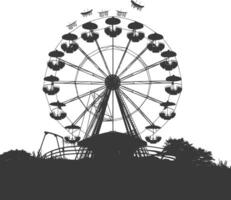 AI generated silhouette abandoned amusement park black color only vector