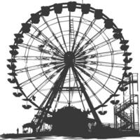 AI generated silhouette abandoned amusement park black color only vector