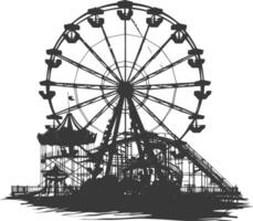 AI generated silhouette abandoned amusement park black color only vector