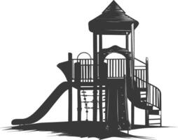 AI generated silhouette abandoned playground black color only vector