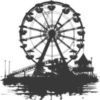 AI generated silhouette abandoned amusement park black color only vector