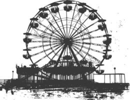 AI generated silhouette abandoned amusement park black color only vector