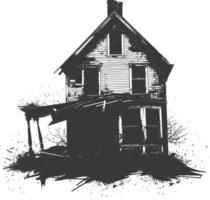 AI generated silhouette abandoned home or house black color only vector