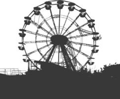 AI generated silhouette abandoned amusement park black color only vector