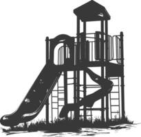 AI generated silhouette abandoned playground black color only vector