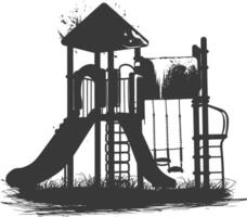 AI generated silhouette abandoned playground black color only vector