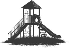 AI generated silhouette abandoned playground black color only vector