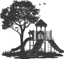 AI generated silhouette abandoned playground black color only vector