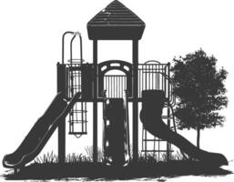 AI generated silhouette abandoned playground black color only vector