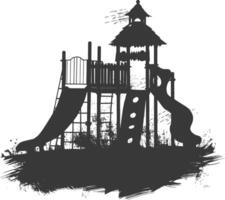 AI generated silhouette abandoned playground black color only vector