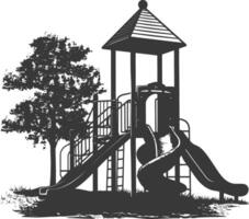 AI generated silhouette abandoned playground black color only vector