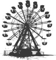 AI generated silhouette abandoned amusement park black color only vector