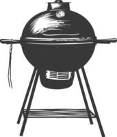 AI generated silhouette a barbecue grill offset smoker top down black color only vector