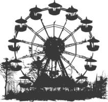 AI generated silhouette abandoned amusement park black color only vector