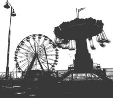 AI generated silhouette abandoned amusement park black color only vector