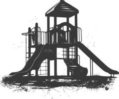 AI generated silhouette abandoned playground black color only vector