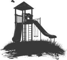 AI generated silhouette abandoned playground black color only vector