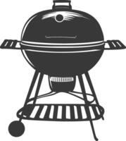 AI generated silhouette a barbecue grill offset smoker top down black color only vector