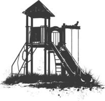 AI generated silhouette abandoned playground black color only vector