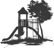 AI generated silhouette abandoned playground black color only vector