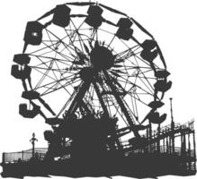 AI generated silhouette abandoned amusement park black color only vector