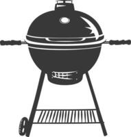 AI generated silhouette a barbecue grill offset smoker top down black color only vector