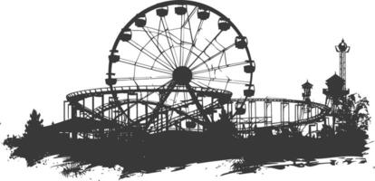 AI generated silhouette abandoned amusement park black color only vector