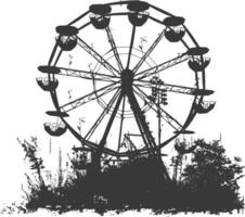 AI generated silhouette abandoned amusement park black color only vector