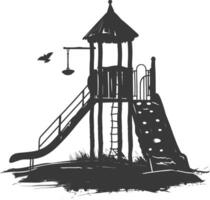 AI generated silhouette abandoned playground black color only vector