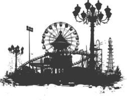 AI generated silhouette abandoned amusement park black color only vector