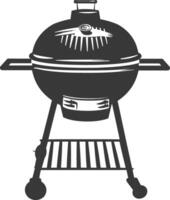 AI generated silhouette a barbecue grill offset smoker top down black color only vector