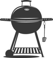 AI generated silhouette a barbecue grill offset smoker top down black color only vector