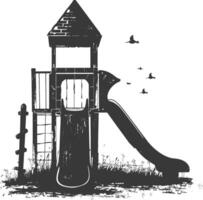 AI generated silhouette abandoned playground black color only vector