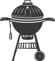 AI generated silhouette a barbecue grill offset smoker top down black color only vector